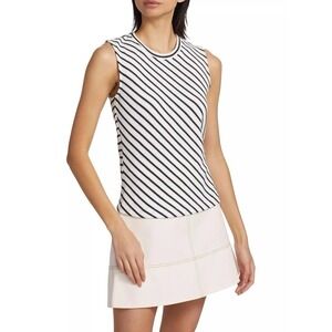 Tanya Taylor Womens Jacobs Striped Knit Sleeveless Top Black‎ White Medium EUC